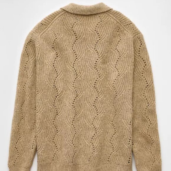 American Eagle Outfitters Collared Cardigan, Khaki, Large, NWT - Picture 2 of 6